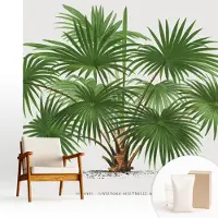 Wallfluent Fotobehang - Groente Vliesbehang - 250x250 cm - Exotisch Patroon Muurschildering - Slaapkamer behang Bloemen En Planten - Fotobehang Vlies - Slaapkamer behang