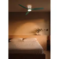 Create - Plafondventilator stil 40W (Ø132cm) - Sfeer- en hoofdverlichting LED - Afstandsbediening - 6 snelheden - Programmeerbaar - WIND CALM CUSTOM RATTAN