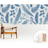 Wallfluent Fotobehang - Wit Vliesbehang - 250x104 cm - Botanische Patronen Fotobehang Vlies - Hal behang Bloemen En Planten - Muurschildering - Hal behang