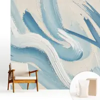 Wallfluent Fotobehang - Blauw Vliesbehang - 250x250 cm - Abstracte Streken Fotobehang Vlies - Hal behang Abstractie - Muurschildering - Hal behang