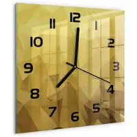 Tulup Wandklok - Abstracte achtergrond Wandklok Glas Decoratie - 30x30 cm - Geel Gekleurde Glazen Klok - Zwarte handen - Vierkante Klok - Klok Glas Met Opdruk - Moderne Wandklok Glas
