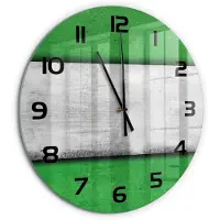 Tulup Wandklok - Groene muur Wandklok Glas Decoratie - fi60 cm - Groente Gekleurde Glazen Klok - Zwarte handen - Ronde Klok - Klok Glas Met Opdruk - Moderne Wandklok Glas
