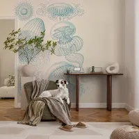 Coloray Vliesbehang - Wit Snellijm Behang - 250x104 cm - Zeekwal Fotobehang Vlies - Hal behang Deel - Muurschildering - Woonkamer behang