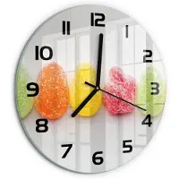 Tulup Wandklok - Kleurrijke Jelly Beans Glazen Klok Met Print - fi30 cm - Veelkleurig Wandklok Glas Met Motief - Zwarte handen - Ronde Klok - Wandklok Glas Decoratie - Gekleurde Glazen Klok