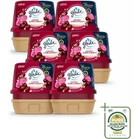 Glade 6 x - Badkamer Gel - Luscious Kers & Pioenroos - 180 g - Wasstrips - Badkamer Geur - Luchtverfrisser - Bloemige Geur - Frisse Geur - Geur Gel