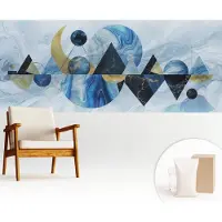 Wallfluent Fotobehang - Wit Vliesbehang - 250x104 cm - Kosmische Elegantie Muurschildering - Gang behang Abstractie - Fotobehang Vlies - Slaapkamer behang