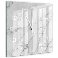 Tulup Wandklok - Marmer Gekleurde Glazen Klok - 60x60 cm - Wit Glazen Klok Met Print - Witte handen - Vierkante Klok - Moderne Wandklok Glas - Wandklok Glas Decoratie
