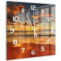 Tulup Wandklok - Australisch strand Moderne Wandklok Glas - 60x60 cm - Oranje Wandklok Glas Decoratie - Witte handen - Vierkante Klok - Glazen Wandklok Design - Klok Glas Met Opdruk