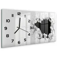 Tulup Wandklok - Gat in de muur Moderne Wandklok Glas - 60x30 cm - Wit Wandklok Glas Decoratie - Zwarte handen - Rechthoekige Klok - Glazen Wandklok Design - Klok Glas Met Opdruk