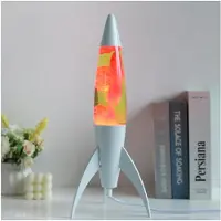 Itotal Lavalamp - Lava Lamp - Sfeerlamp - 45 x 20 cm - Glas/Aluminium - 25W - Oranje vloeistof met rode lava - Witte voet - XL2934