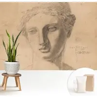 Wallfluent Fotobehang - Beige Vliesbehang - 208x146 cm - Vrouwenportret Muurschildering - Slaapkamer behang Mensen - Fotobehang Vlies - Slaapkamer behang