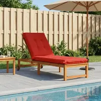 vidaXL Ligstoel Kussen GEMERT 100% Polyester Rood 190 x 60 x 9 cm