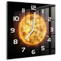 Tulup Wandklok - Zonnig Wandklok Glas Decoratie - 30x30 cm - Oranje Gekleurde Glazen Klok - Witte handen - Vierkante Klok - Klok Glas Met Opdruk - Moderne Wandklok Glas