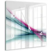Tulup Wandklok - Golfabstractie Wandklok Glas Met Motief - 60x60 cm - Veelkleurig Decoratieve Glazen Klok - Witte handen - Vierkante Klok - Gekleurde Glazen Klok - Glazen Klok Met Print