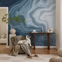 Coloray Vliesbehang - Marine Snellijm Behang - 250x250 cm - Blauwe Golven Muurschildering - Gang behang Abstractie - Fotobehang Vlies - Slaapkamer behang
