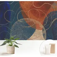 Wallfluent Fotobehang - Marine Vliesbehang - 152x104 cm - Kleurrijke Vormen Fotobehang Vlies - Woonkamer behang Abstractie - Muurschildering - Hal behang