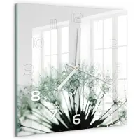 Tulup Wandklok - Paardenbloemzaden Moderne Wandklok Glas - 30x30 cm - Wit Wandklok Glas Decoratie - Witte handen - Vierkante Klok - Glazen Wandklok Design - Klok Glas Met Opdruk
