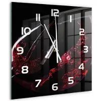 Tulup Wandklok - Rode wijn Gekleurde Glazen Klok - 60x60 cm - Rood Glazen Klok Met Print - Witte handen - Vierkante Klok - Moderne Wandklok Glas - Wandklok Glas Decoratie