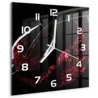 Tulup Wandklok - Rode wijn Wandklok Glas Met Motief - 30x30 cm - Rood Decoratieve Glazen Klok - Witte handen - Vierkante Klok - Gekleurde Glazen Klok - Glazen Klok Met Print