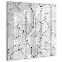Tulup Wandklok - Stenen muur Decoratieve Glazen Klok - 30x30 cm - Wit Glazen Wandklok Design - Witte handen - Vierkante Klok - Glazen Klok Met Print - Wandklok Glas Met Motief