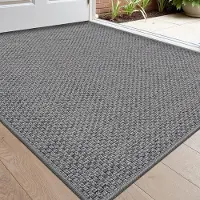 Famanu – Vuilvanger deurmat, 44 x 76 cm, wasbaar en antislip, voor voordeur en achterdeur, grijs