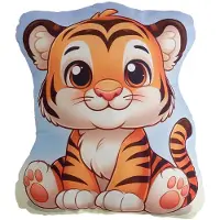 Darymex Tiger - Kinderkussen / Knuffelkussen - Figuurvorm - Oranje - Dubbelzijdig Bedrukt