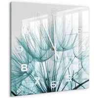 Tulup Wandklok - Paardenbloemzaden Moderne Wandklok Glas - 60x60 cm - Wit Wandklok Glas Decoratie - Witte handen - Vierkante Klok - Glazen Wandklok Design - Klok Glas Met Opdruk