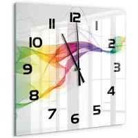 Tulup Wandklok - Kleurrijke abstractie Decoratieve Glazen Klok - 60x60 cm - Veelkleurig Glazen Wandklok Design - Zwarte handen - Vierkante Klok - Glazen Klok Met Print - Wandklok Glas Met Motief