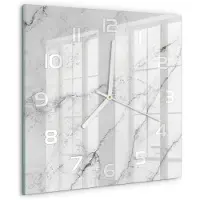 Tulup Wandklok - Marmer Wandklok Glas Met Motief - 30x30 cm - Wit Decoratieve Glazen Klok - Witte handen - Vierkante Klok - Gekleurde Glazen Klok - Glazen Klok Met Print