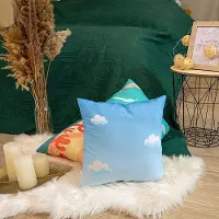 Darymex Dierenriem Leeuw - Kinderkussen / Sierkussen - 40x40 cm - Blauw - Oeko-Tex Gecertificeerd