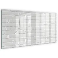 Tulup Wandklok - Bakstenen muur Gekleurde Glazen Klok - 60x30 cm - Wit Glazen Klok Met Print - Witte handen - Rechthoekige Klok - Moderne Wandklok Glas - Wandklok Glas Decoratie