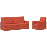 vidaXL Bankstel 2 pcs Rood Oranje Corduroy stof