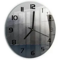 Tulup Wandklok - Noorse klif Decoratieve Glazen Klok - fi30 cm - Blauw Glazen Wandklok Design - Zwarte handen - Ronde Klok - Glazen Klok Met Print - Wandklok Glas Met Motief