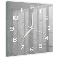 Tulup Wandklok - Grijze muur Decoratieve Glazen Klok - 30x30 cm - Grijs Glazen Wandklok Design - Witte handen - Vierkante Klok - Glazen Klok Met Print - Wandklok Glas Met Motief