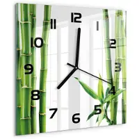 Tulup Wandklok - Bamboe Moderne Wandklok Glas - 30x30 cm - Groente Wandklok Glas Decoratie - Zwarte handen - Vierkante Klok - Glazen Wandklok Design - Klok Glas Met Opdruk