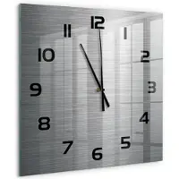 Tulup Wandklok - Metalen achtergrond Wandklok Glas Met Motief - 60x60 cm - Zilver Decoratieve Glazen Klok - Zwarte handen - Vierkante Klok - Gekleurde Glazen Klok - Glazen Klok Met Print