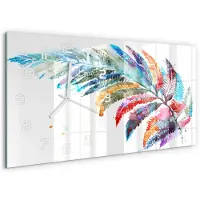 Tulup Wandklok - Kleurrijke pen Gekleurde Glazen Klok - 60x30 cm - Veelkleurig Glazen Klok Met Print - Witte handen - Rechthoekige Klok - Moderne Wandklok Glas - Wandklok Glas Decoratie