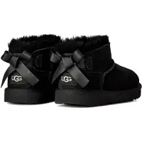 Ugg Kids Ultra Mini Bailey Bow laarsjes van leer in zwart (36), Plat, Klittenband, Casual, kinderkleding 1185920K