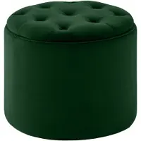 CLP Pantin - Ronde Poef met Opbergruimte - Chesterfield - Velvet - groen