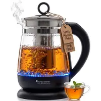 TurboTronic Glazen Waterkoker – Elektrisch – 1,8L – Temperatuurregeling – Warmhoudfunctie – met Theefilter – LED Verlichting – 2200W
