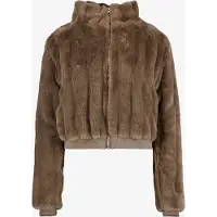 TwoDay dames bomber jas met imitatiebont bruin maat XL