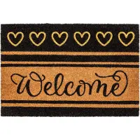 Hamat Ruco Glitter Welcome Hearts 40 x 60 cm - Kokosmat - Deurmat Binnen - Kokos Deurmat - Geïmplanteerd - Vinyl Onderzijde