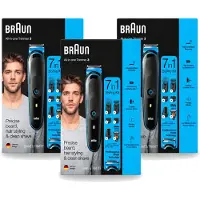 Braun 3 x - Trimset - 7-in-1 - 1 Trim Apparaat - 6 Opzetstukken - Voordeelverpakking - 3 stuks