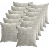 vidaXL Kussensloop 12 st HEERLEN Lichtgrijs 40 x 40 cm Chenille Stof