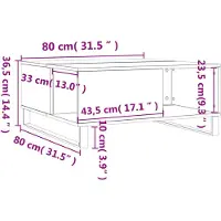 vidaXL Salontafel, wit, 80x80x36,5 cm, houtvezel