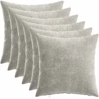 vidaXL Kussensloop 6 st HEERLEN Lichtgrijs 35 x 35 cm Chenille Stof