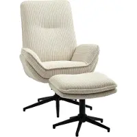 HOMCOM relaxfauteuil met voetenbank. Draaibare tv-stoel met ligfunctie. Beige