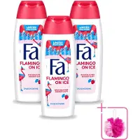 Fa 3 x - Douchegel - Winter Flamingo On Ice - Verfrissend & Koel - Hydraterend - 250 ml - Bulkverpakking - Douchegel winter - Douchemop - Frisse douchegel