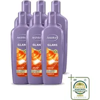 Andrélon 6 x - Glans - Shampoo - 300 ml - Wasstrips - Haar Glans - Haar Verzorging - Shampoo Voor Glanzend Haar - Natuurlijke Glans - Zomertarwe Shampoo