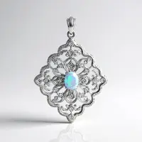 Cavill - Zilveren Hanger - 925 Sterling Zilver Platina Verguld - Ovale Welo-Opaal 0,63 ct - Bloemmotief met Zirkonia 0,46 ct - Elegant
